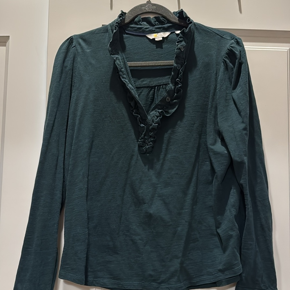 Dark Green Ruffled Women's Top